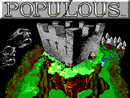 Populous title screen for Sega Master System